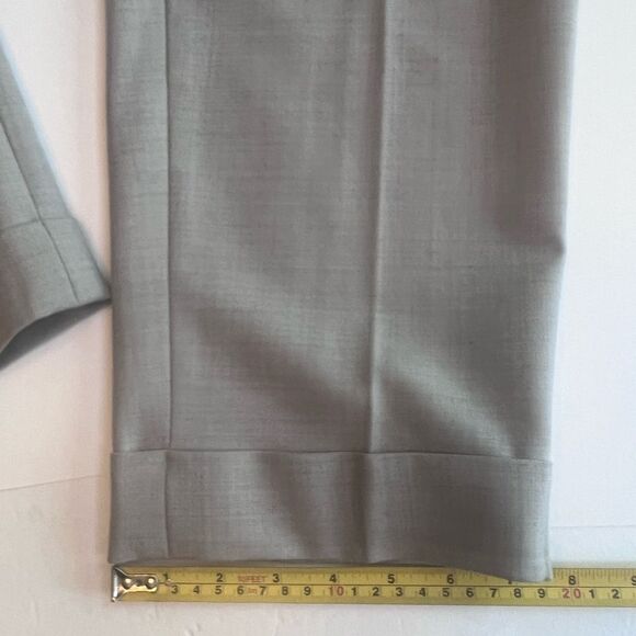 Club Monaco Tailored Track Pants Sz 12 Gray Elastic Waist Cuffed Hem Crease - Picture 8 of 9